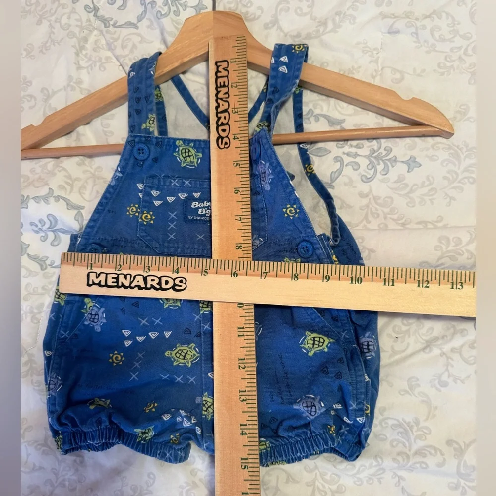 Vintage Oshkosh bgosh‎ shortalls overalls sea turtle 90’s rare print size 6-9 M